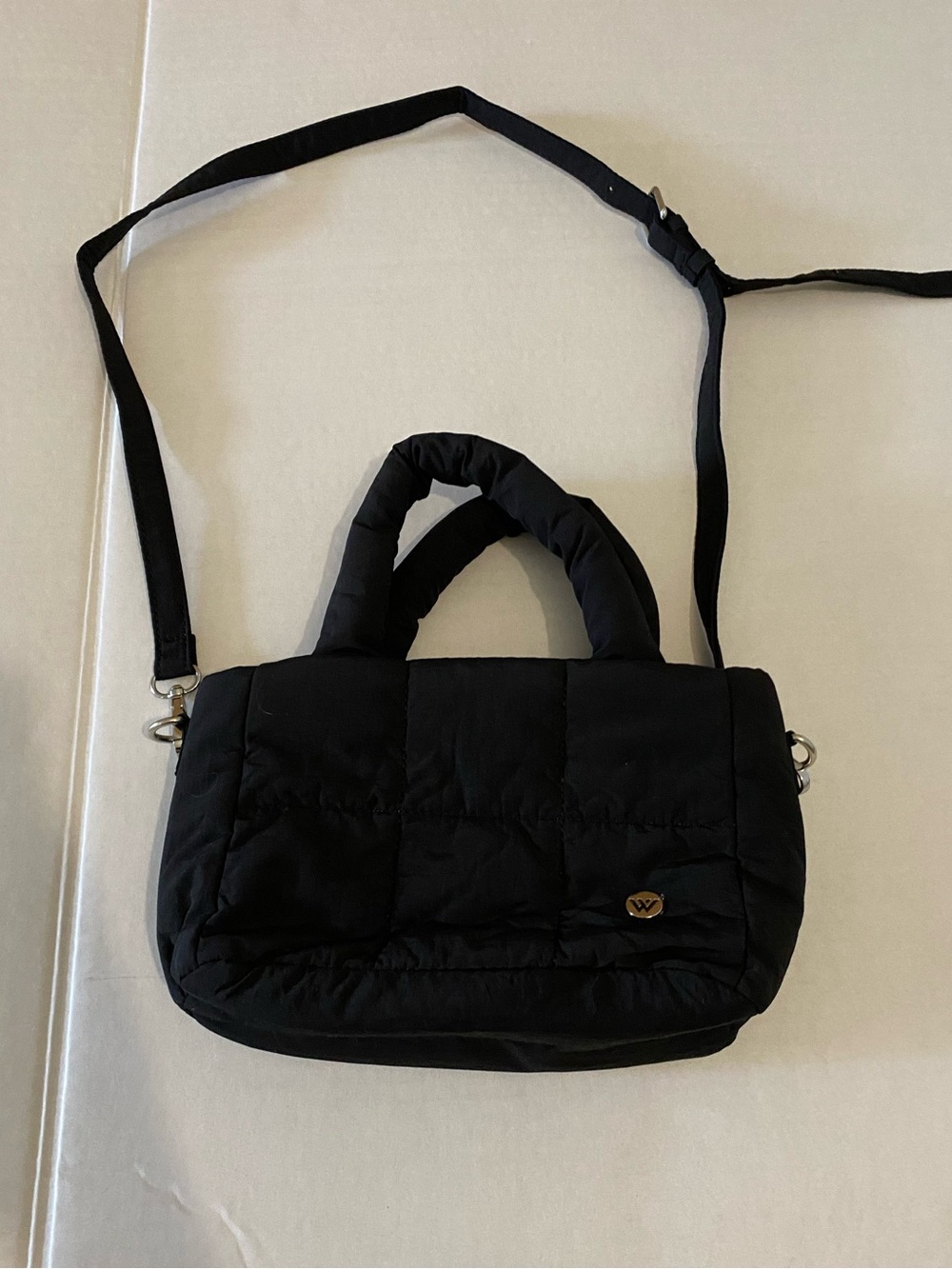 Westbronco Black Quilted Crossbody Bag with Top Handles 6”x10”